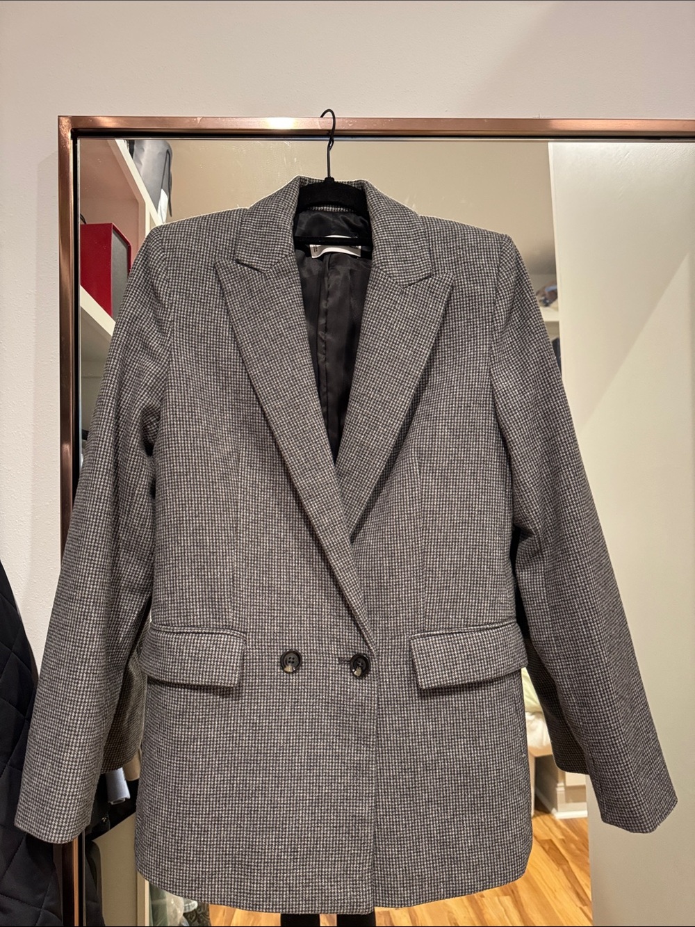 Mango Grey Micro Houndstooth Blazer